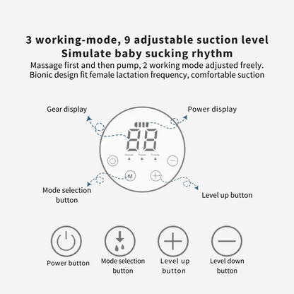 Powerful 9-Gears Integrated Single Electric Breast Pump